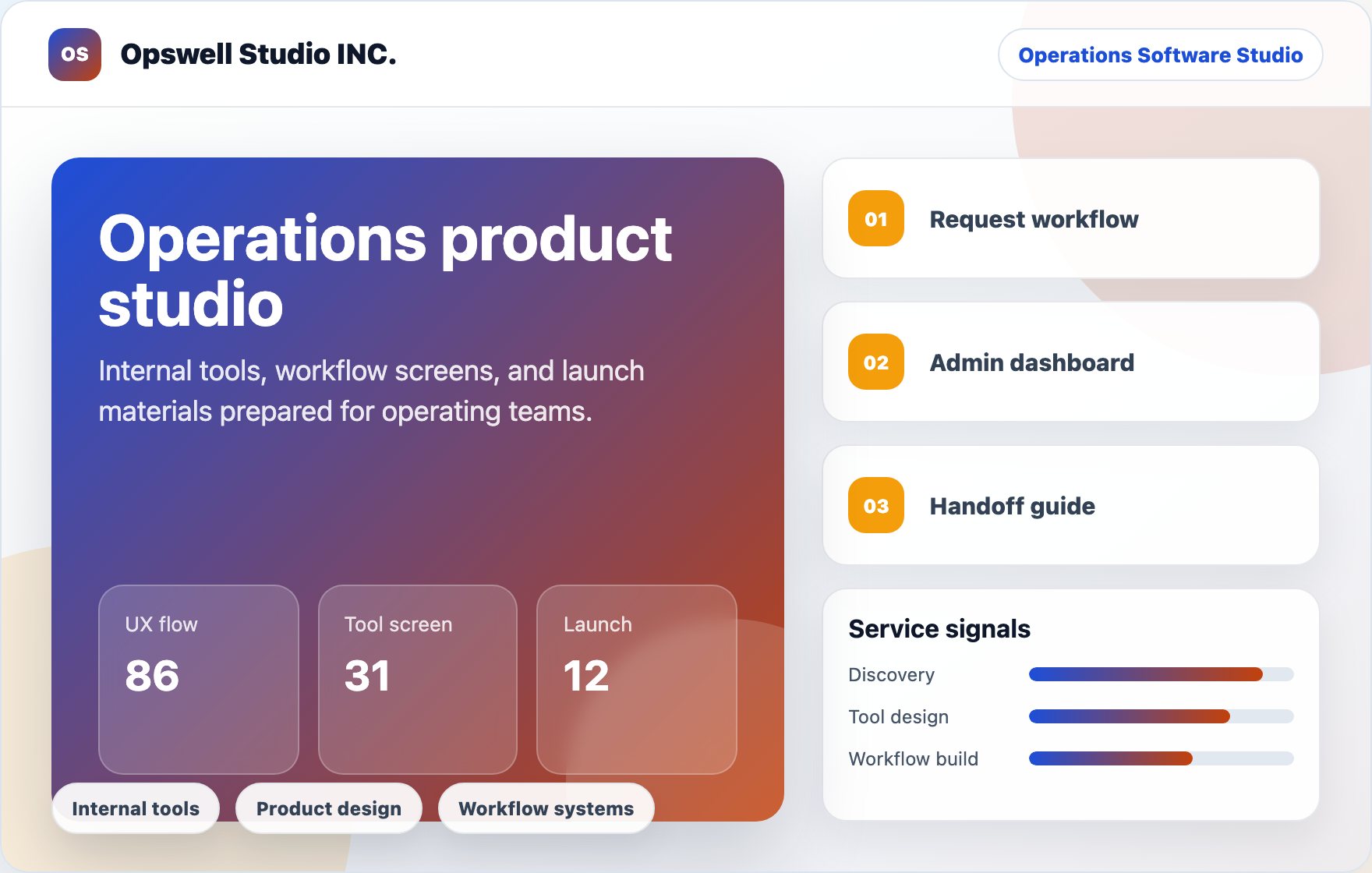 Opswell Studio INC. service workspace scene